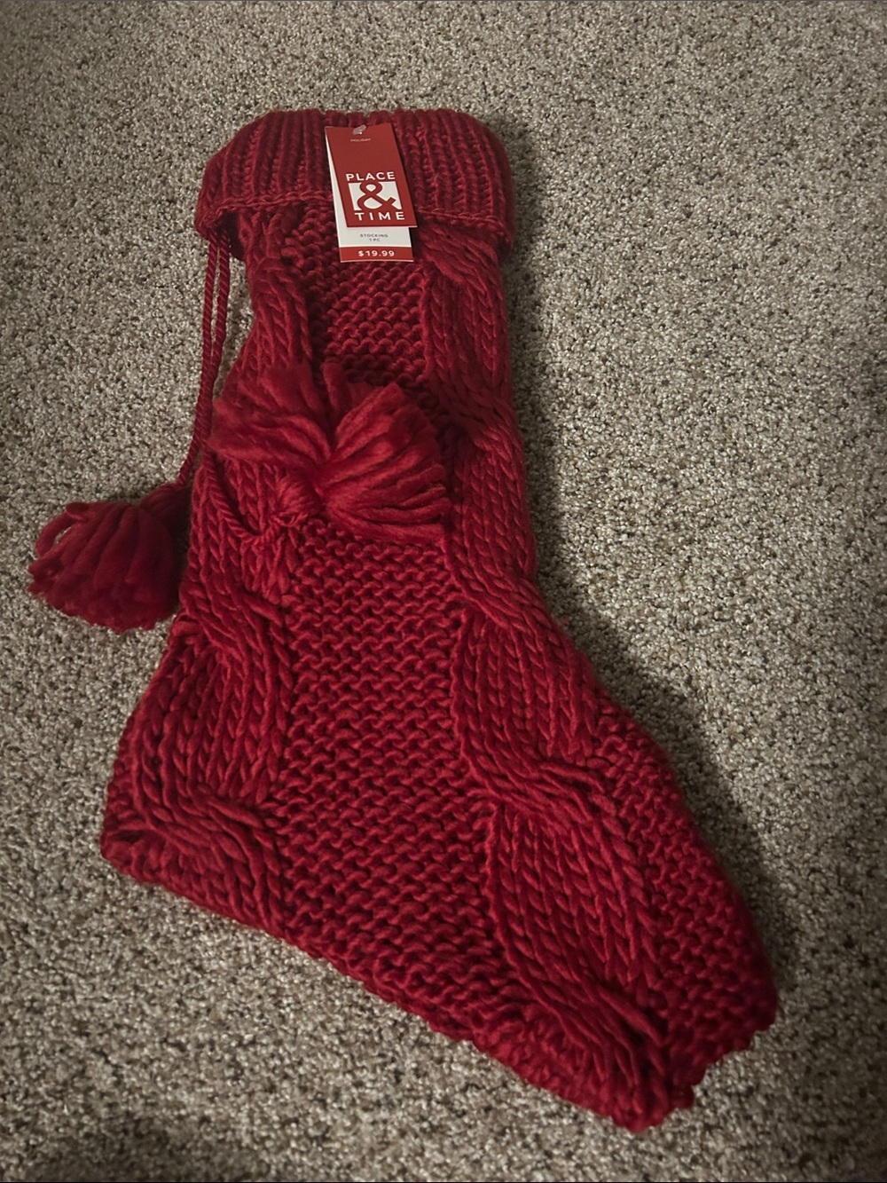 Multiple available Red Cable-Knit Holiday Stocking